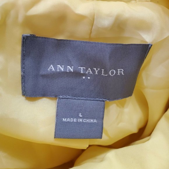 Ann Taylor Womens Yellow Rain Jacket Waist Tie Casual Size L - Picture 9 of 12